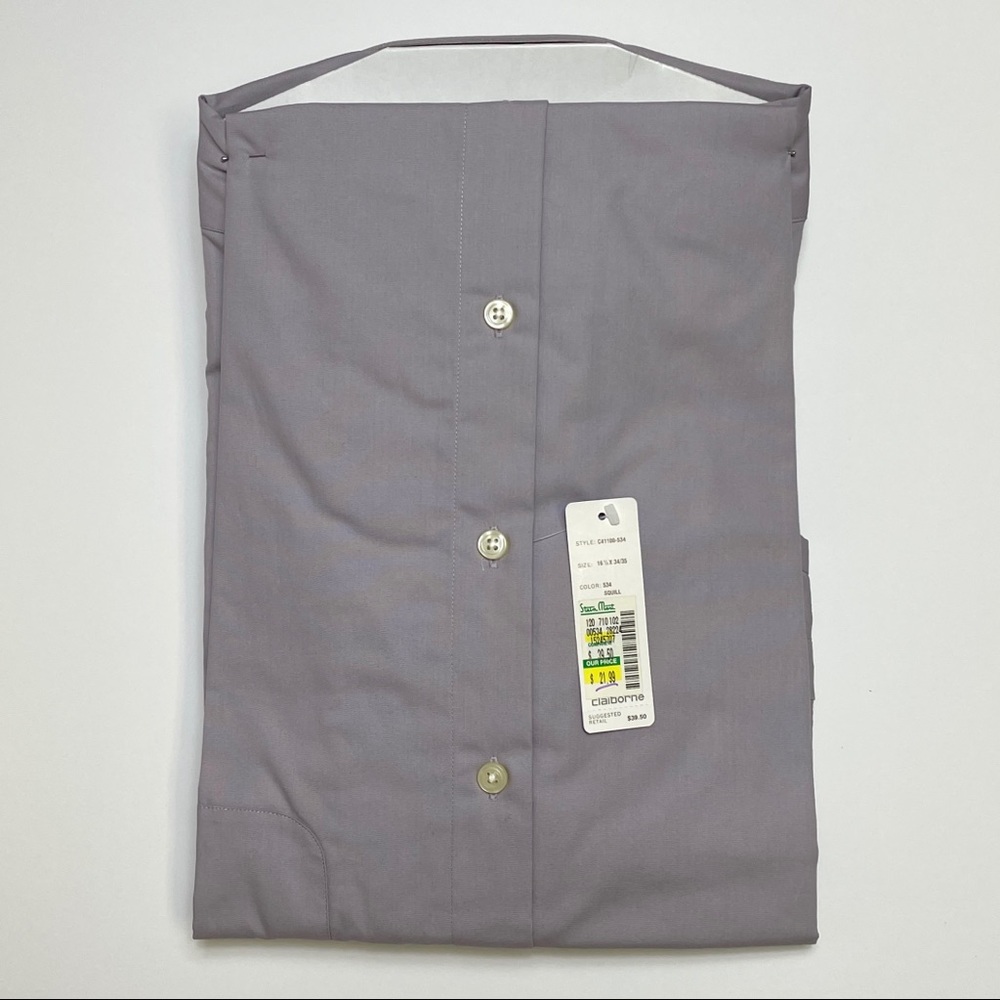 Vintage Claiborne Purple Dress Sport Shirt SZ L 16.5 34 35 Mens Career Buttons - Picture 4 of 7
